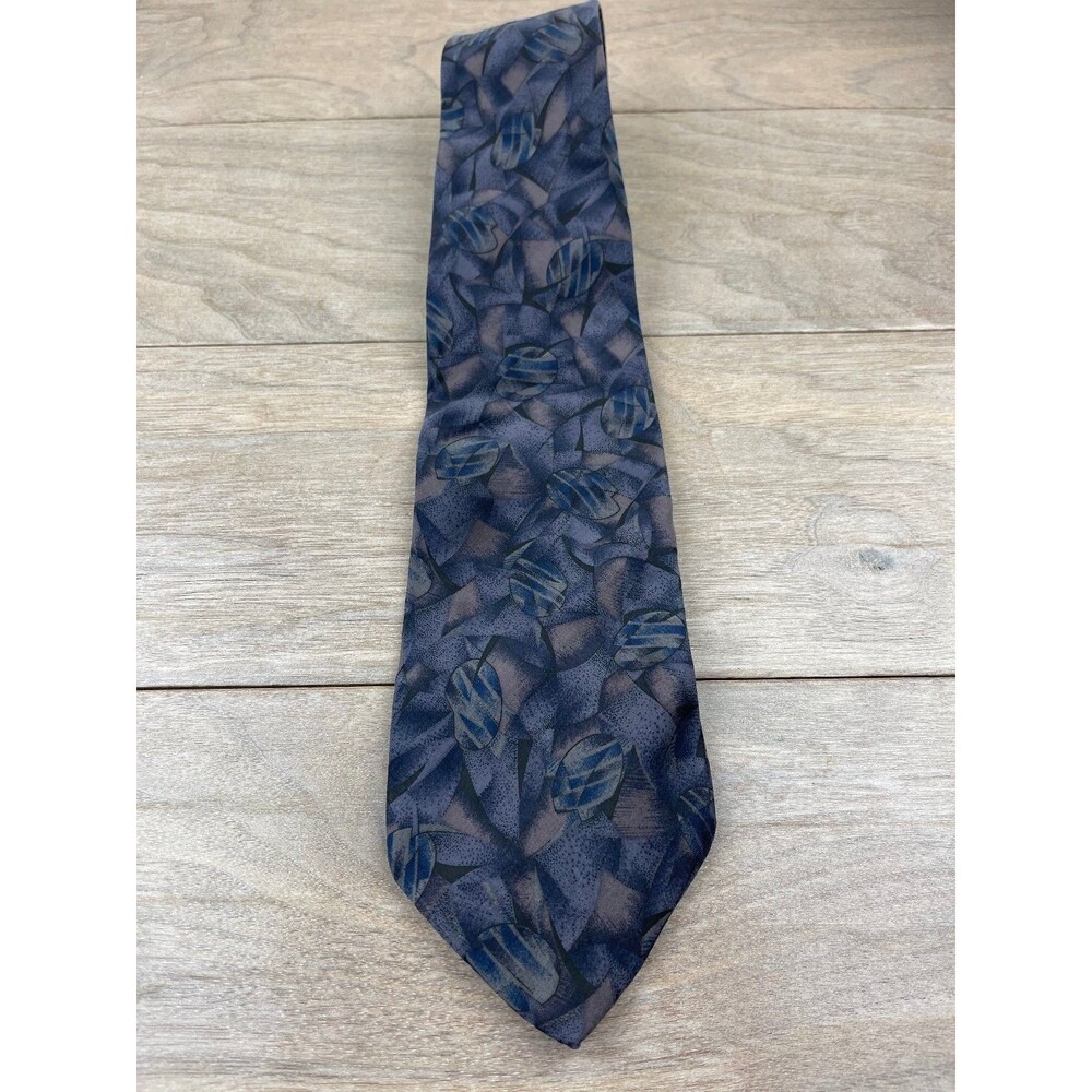 Van Heusen Men's Tie Blue Abstract Pattern Silk Classic Style
